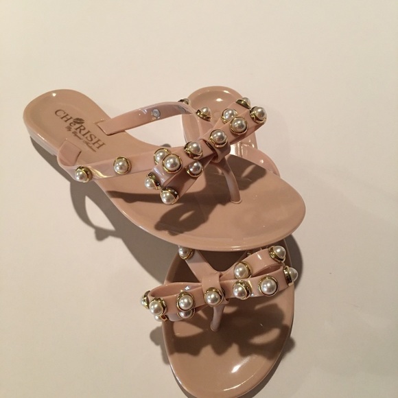 Cherish girls beaded pearl flip flops - Picture 2 of 5